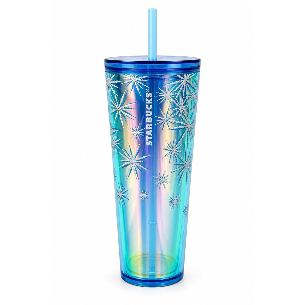 Starbucks Holiday 2023 Blue Snowflake Iridescent Venti 24oz Cold Cup